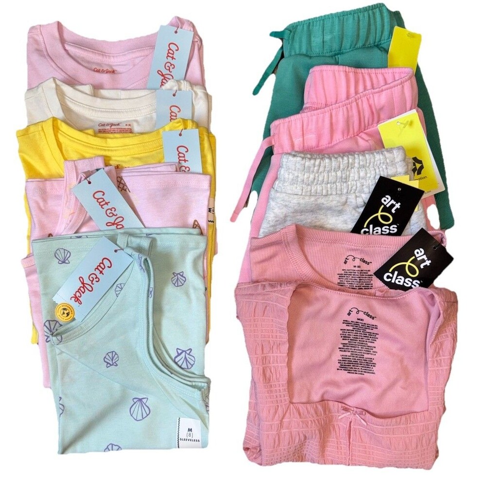 Cat & Jack All In Motion Art Class Girl’s Size 8 Summer Clothing Lot 10 Pcs NWT